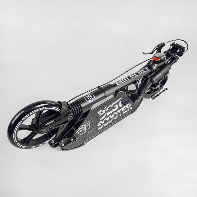 Самокат двоколісний "Best Scooter" (ФАРА, переднє колесо PU 230 мм, заднє колесо 200 мм, 2 амортизатори, дискове гальмо, затискач керма) фото 8 Самокат двоколісний "Best Scooter" (ФАРА, переднє колесо PU 230 мм, заднє колесо 200 мм, 2 амортизатори, дискове гальмо, затискач керма) фото 8
