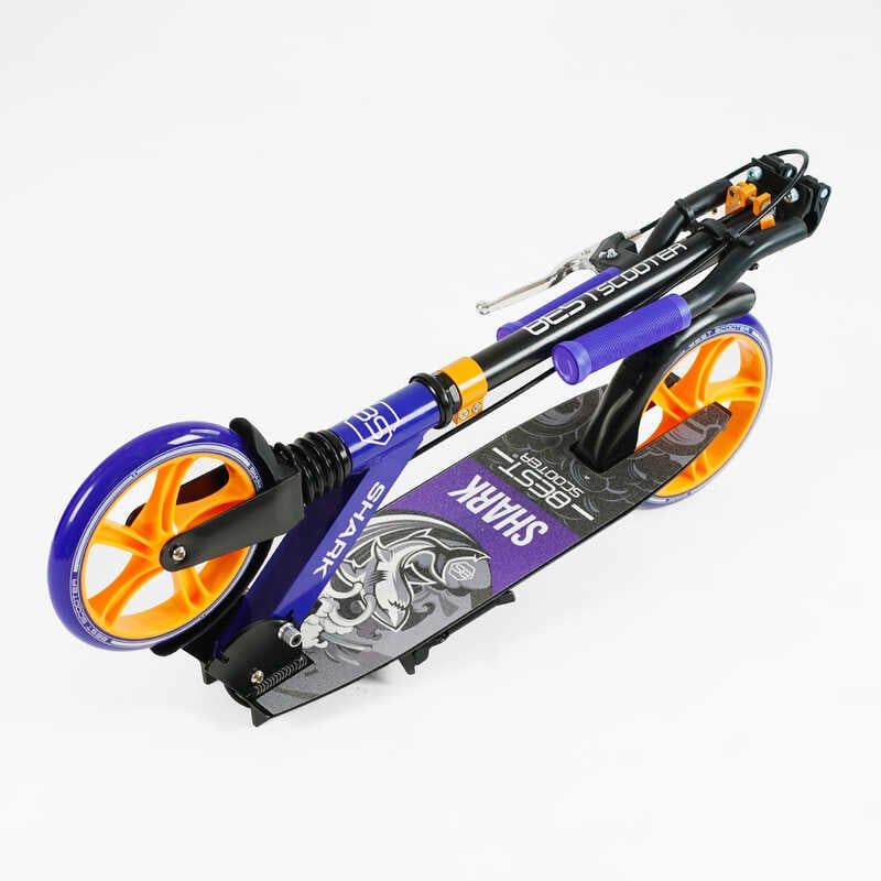 Самокат двоколісний "Best Scooter SHARK" (з ручним гальмом, затискач керма, колеса PU - 20 см, 1 амортизатор, в коробці)  фото 8