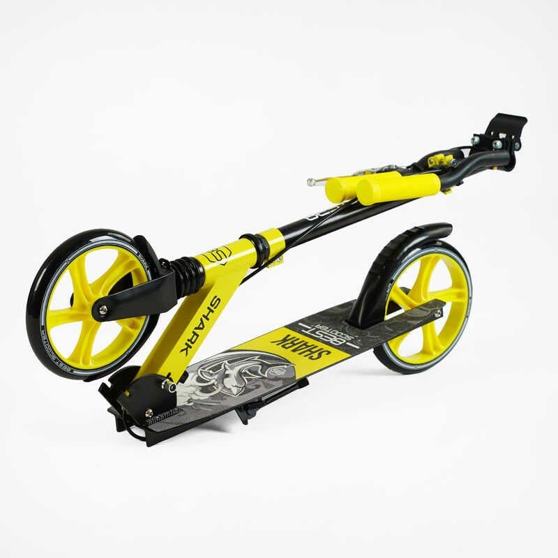 Самокат двоколісний "Best Scooter SHARK" (з ручним гальмом, затискач керма, колеса PU - 20 см, 1 амортизатор, в коробці) фото 8 Самокат двоколісний "Best Scooter SHARK" (з ручним гальмом, затискач керма, колеса PU - 20 см, 1 амортизатор, в коробці) фото 8