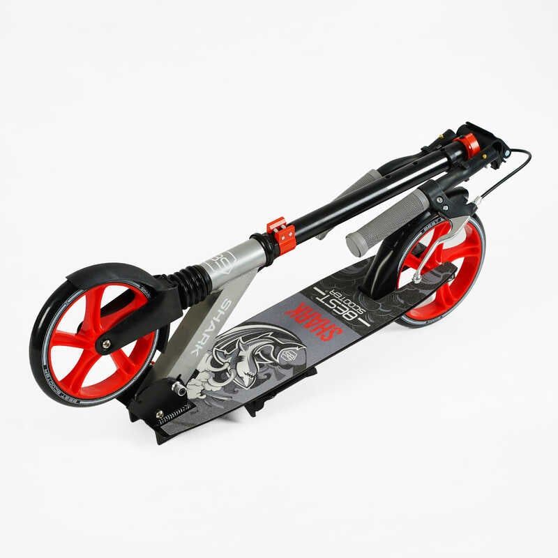 Самокат двоколісний "Best Scooter SHARK" (з ручним гальмом, затискач керма, колеса PU - 20 см, 1 амортизатор, в коробці) фото 8 Самокат двоколісний "Best Scooter SHARK" (з ручним гальмом, затискач керма, колеса PU - 20 см, 1 амортизатор, в коробці) фото 8