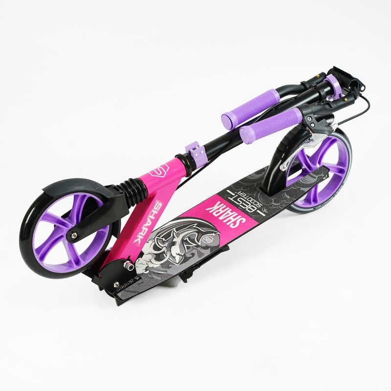 Самокат двоколісний "Best Scooter SHARK" (з ручним гальмом, затискач керма, колеса PU - 20 см, 1 амортизатор, в коробці)  фото 8