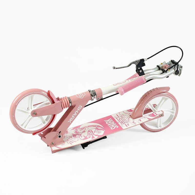 Самокат двухколесный "Best Scooter SHARK" (с ручным тормозом, зажим руля, колеса PU – 20 см, 1 амортизатор, в коробке)  фото 8