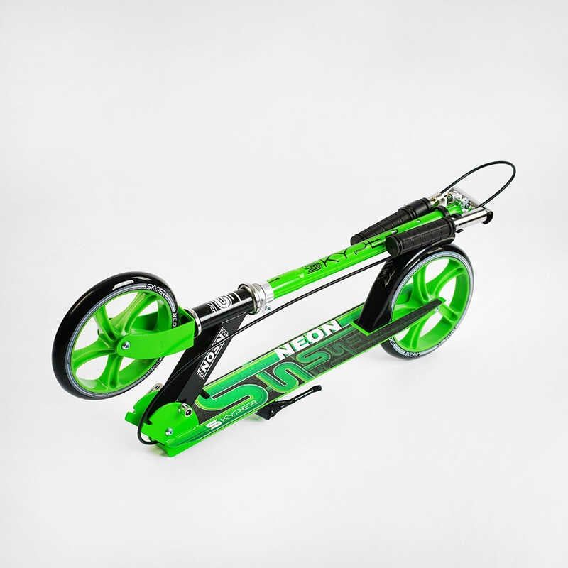 Самокат двухколесный Skyper Neon N-36719 (6) стальная рама, ручной тормоз, колеса PU диаметр 200мм, грипсы резиновые фото 8 Самокат двухколесный Skyper Neon N-36719 (6) стальная рама, ручной тормоз, колеса PU диаметр 200мм, грипсы резиновые фото 8
