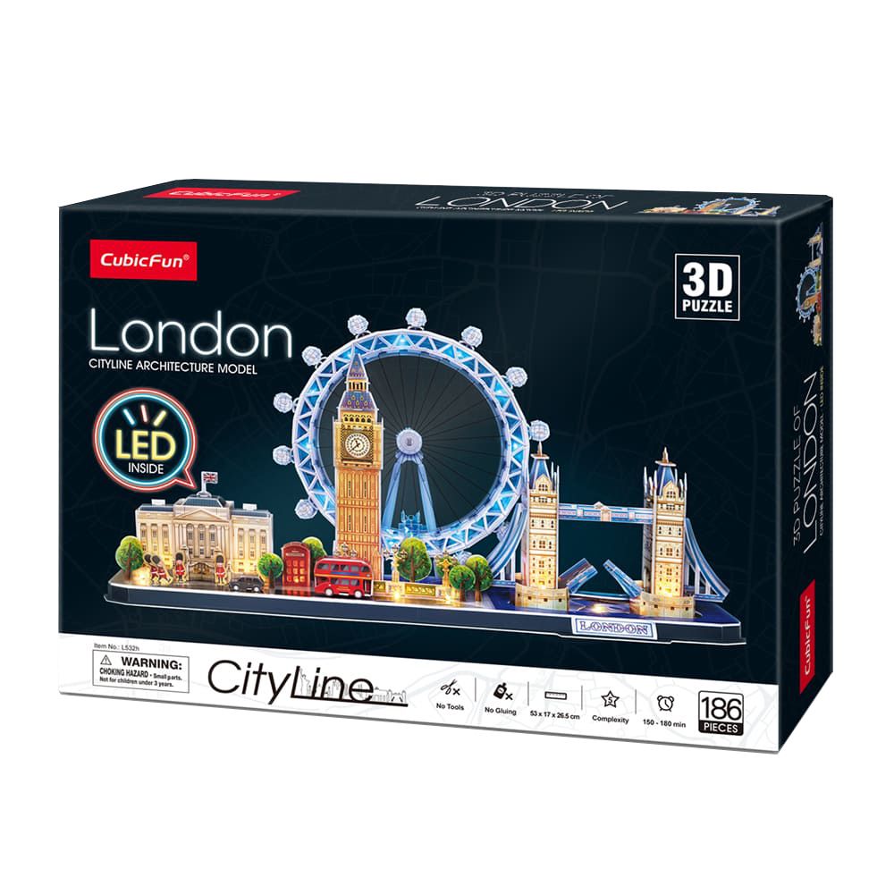 CubicFun Тривимірна головоломка-конструктор CITY LINE з LED підсвіткою Лондон, L532h  фото 8 CubicFun Тривимірна головоломка-конструктор CITY LINE з LED підсвіткою Лондон, L532h  фото 8