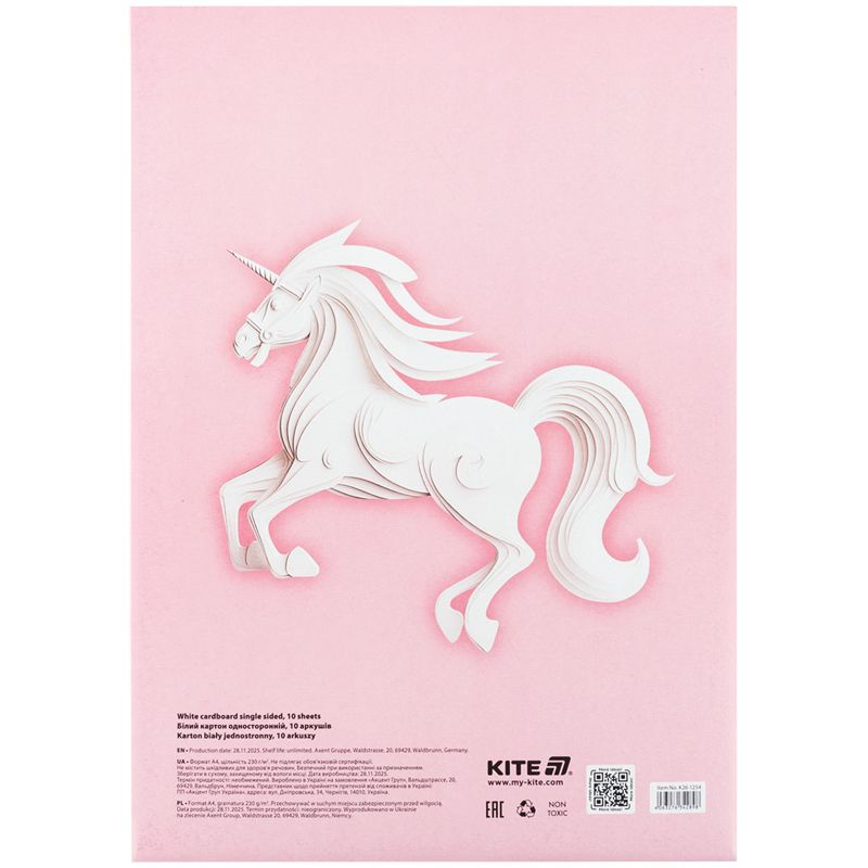 Картон білий односторонній  А4 (10арк), папка, Kite  фото 8