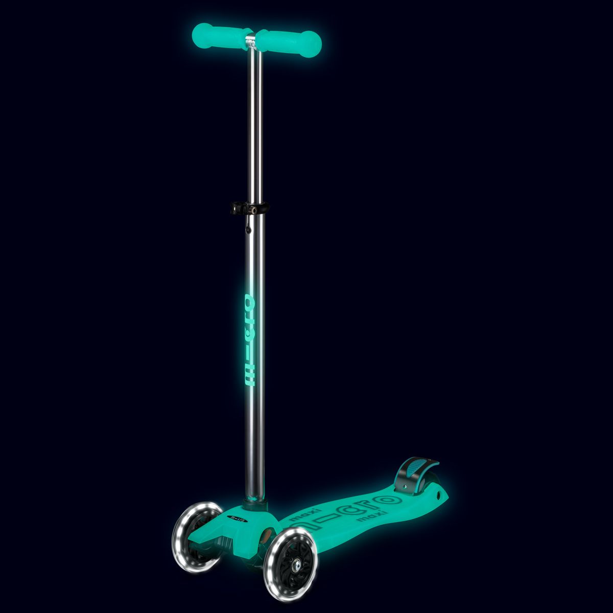 Самокат Micro серии Maxi Deluxe Glow LED - Желейный зеленый  фото 8