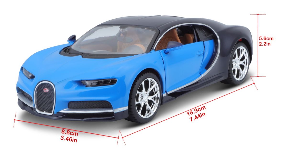 Автомодель в масштабе 1:24 - Bugatti Chiron синий металлик  фото 8