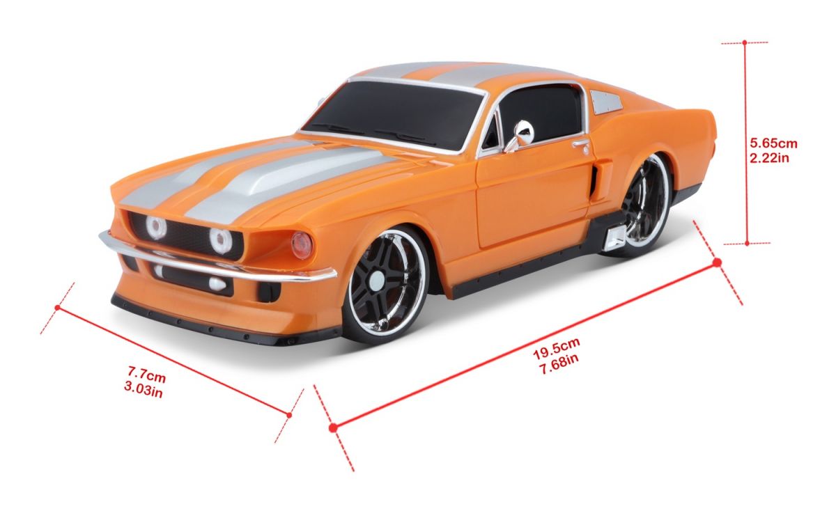 Машинка игрушечная на радиоуправлении 1967 Ford Mustang GT, масштаб 1:24 оранжевый  фото 8