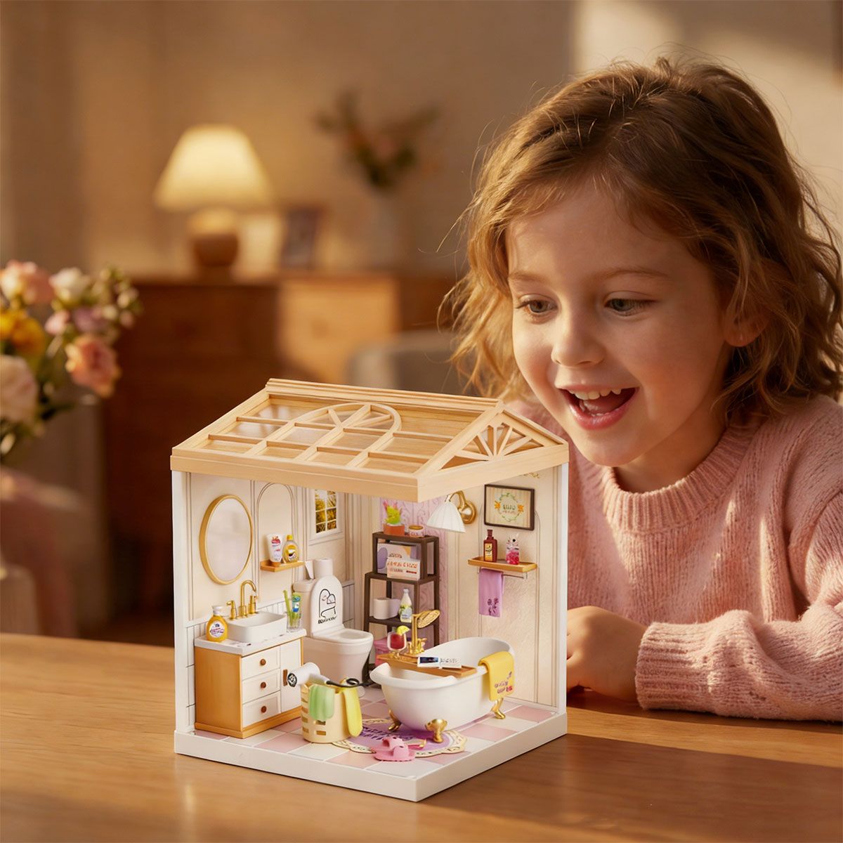 Конструктор-румбокс Mini House серии Интерьер – Ванная комната (свет)  фото 8