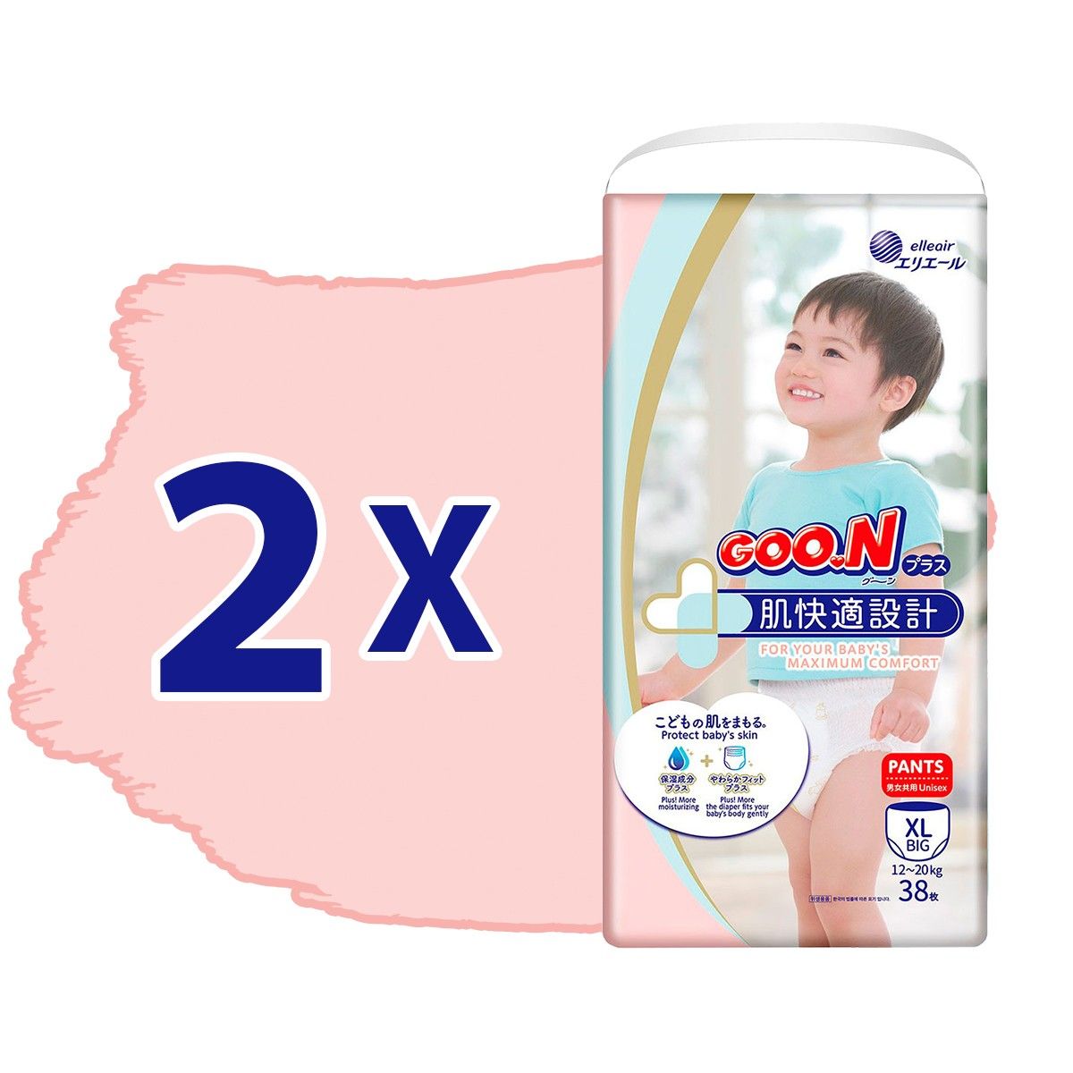 Трусики-підгузки Goo. N Plus для дітей (розмір 5(XL), 12-20 кг, 76шт)