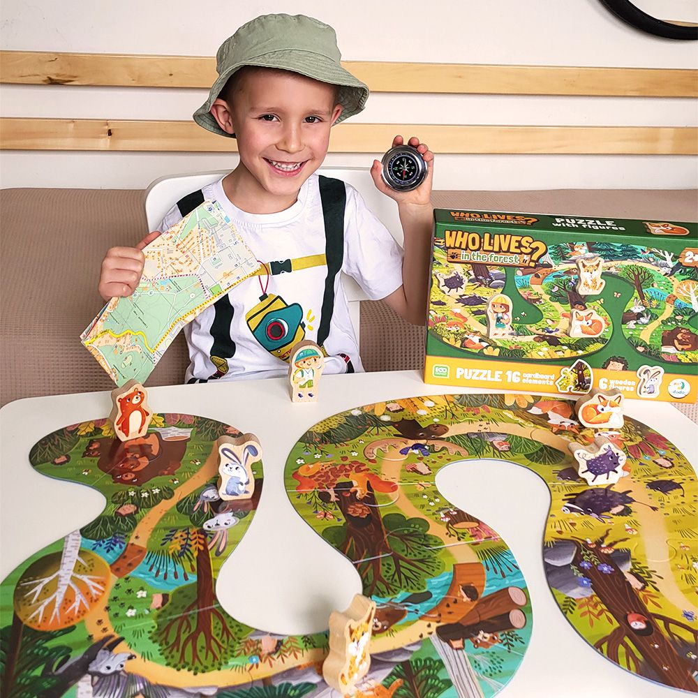 Пазл «Хто живе в лісі?» (16 картонних деталей + 6 дерев'яних фігурок)  фото 9