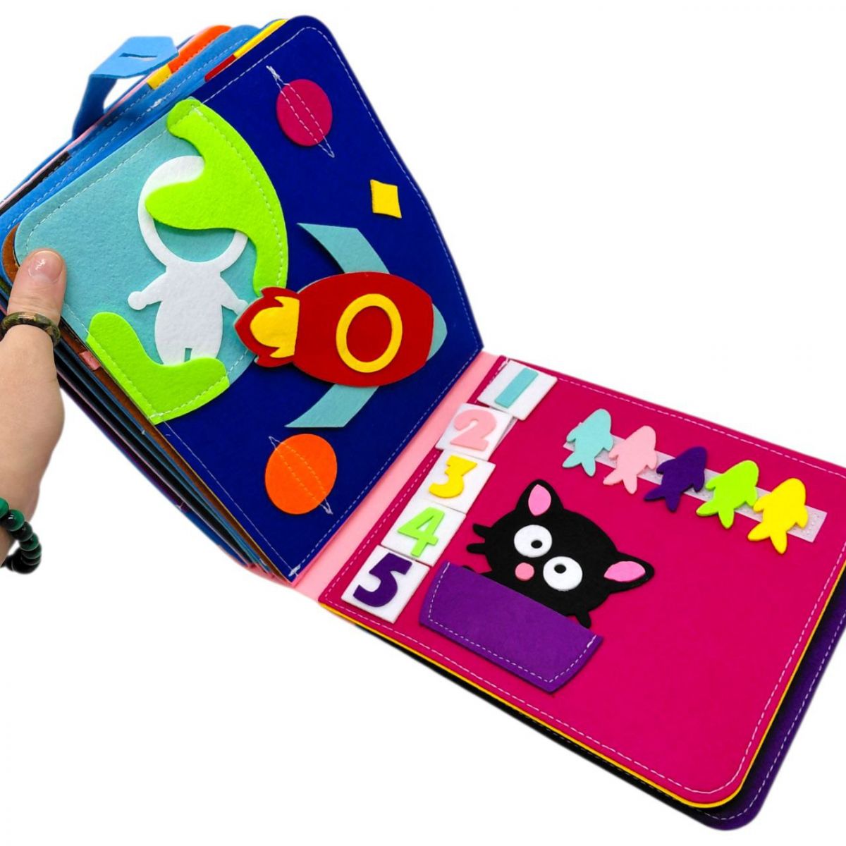 Мʼяка книжка-бізіборд (фетр, елементи на липучках, сюжетні ігри)  фото 9