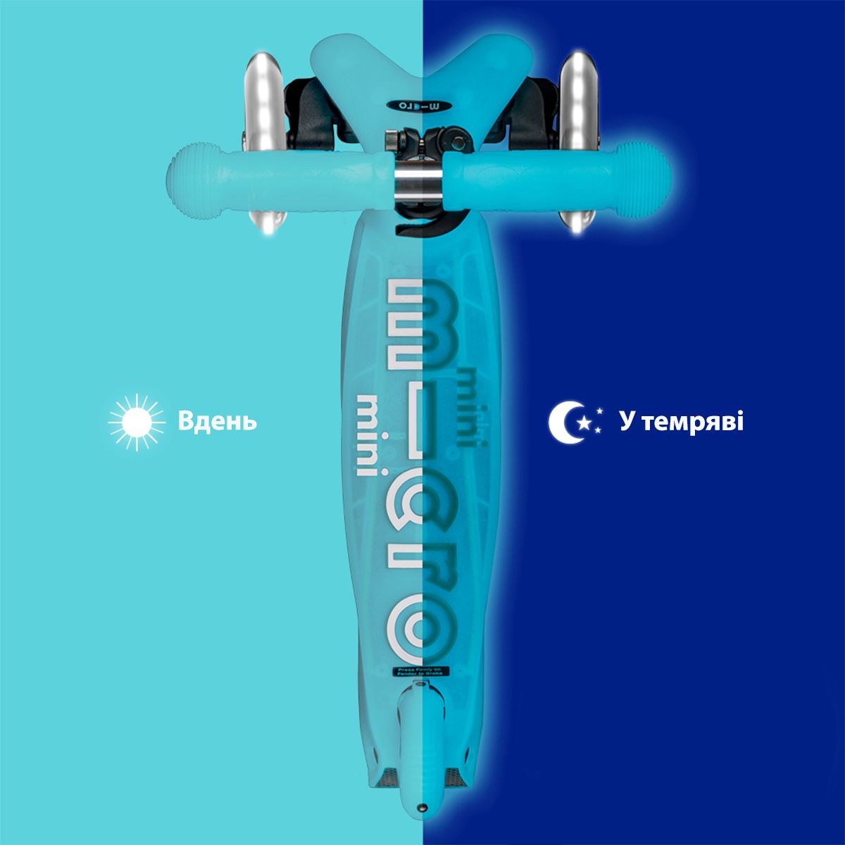 Самокат Micro серии Mini Deluxe Glow LED - Арктический синий  фото 9