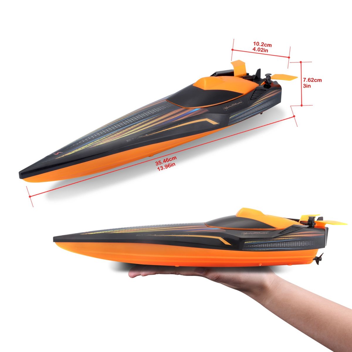 Катер на р/у Hydro Blaster Speed Boat - помаранчево-чорний  фото 9