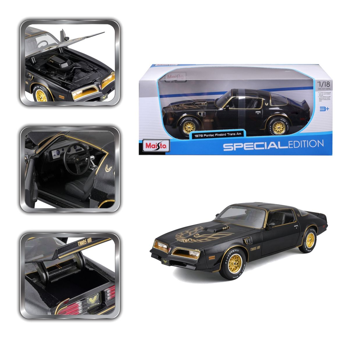 Машинка іграшкова 1978 Pontiac Firebird Trans Am, масштаб 1:18 чорна  фото 9