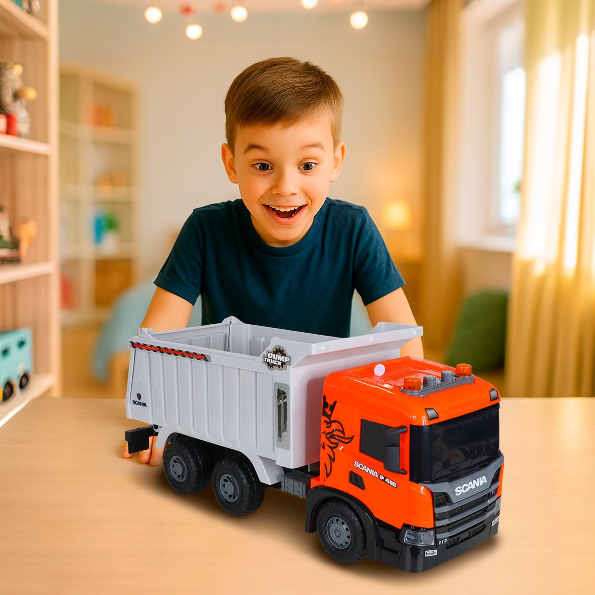 Автомодель серии Super Big Truck – Самосвал Scania (свет, звук)  фото 9