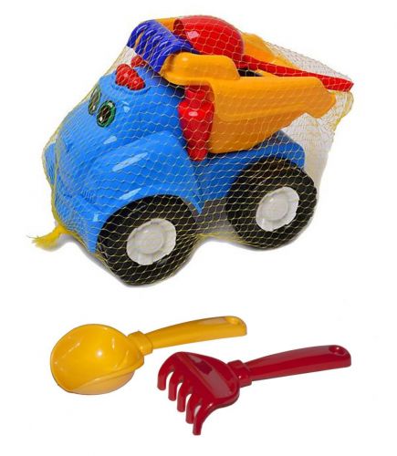 Машина "Смайл самосвал" №1 (синяя) + грабельки и лопатка  мініатюра фото 1