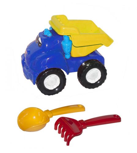 Машина "Смайл самоскид" №1 (синя) + грабельки і лопатка фото
