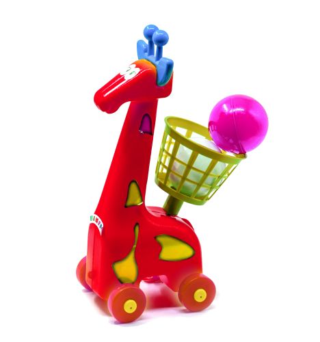 Мячеброс на колесах "Жираф" (червоний) фото