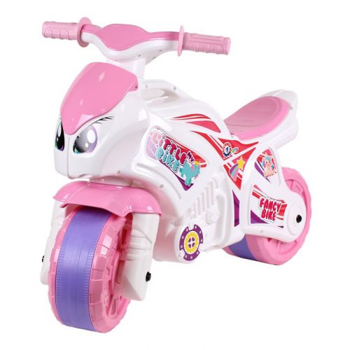 Каталка "Мотоцикл Технок" бело-розовая фото