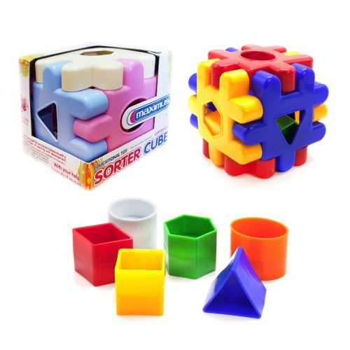 Сортер "Куб" с геометрическими фигурами фото