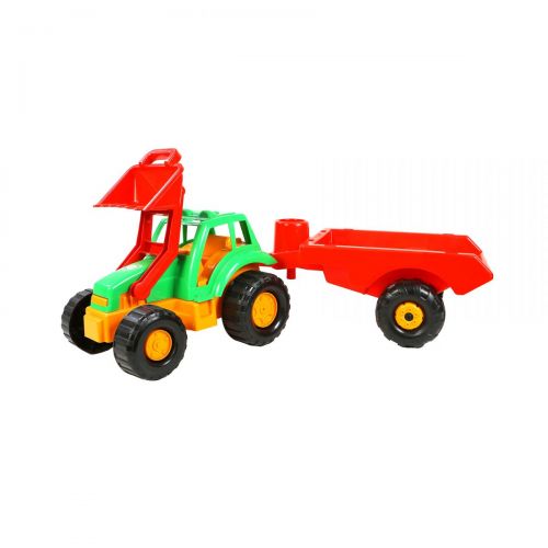Машинка "Трактор" з причепом (салатова) фото