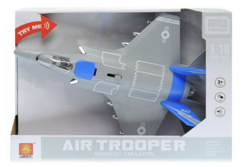 Инерционный самолёт истребитель "Air Trooper", звук, свет (синий) фото