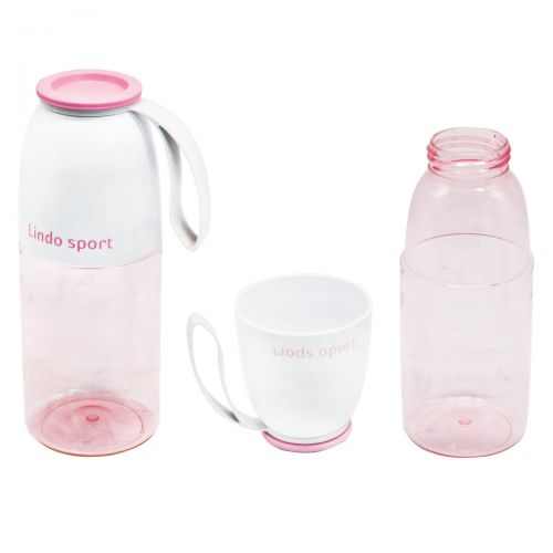 Спортивная бутылка для воды 2 в 1, 450 мл (розовая) фото