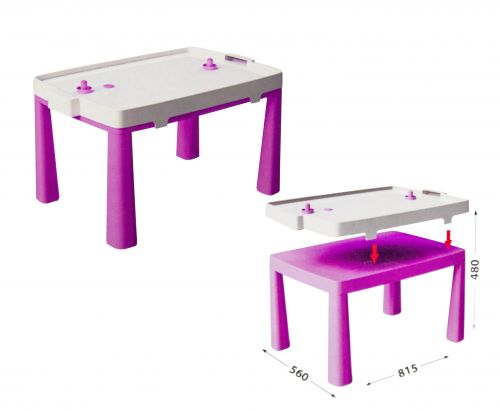 Пластиковий стіл з насадкою для аерохоккея (рожевий) фото