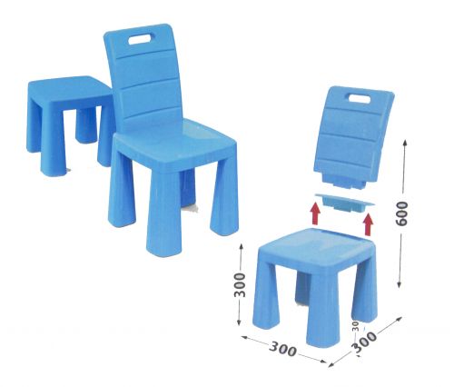 Пластиковый стульчик-табурет (синий) фото