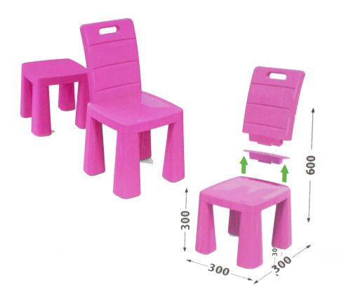 Пластиковый стульчик-табурет (розовый) фото