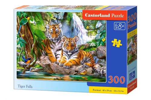 Пазли "Тигри біля водоспаду", 300 елементів фото