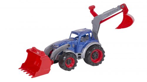 Трактор погрузчик-экскаватор (синий) фото
