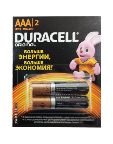 Батарейка DURACELL LR03 (ААА), 2 штуки картинка Батарейка DURACELL LR03 (ААА), 2 штуки фото