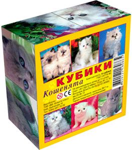 Кубики "Кошенята", 4 кубика фото