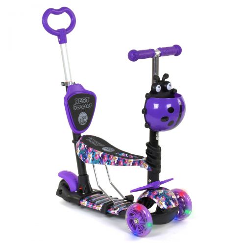 Самокат с ручкой "Best Scooter" (фиолетовый)  мініатюра фото 1