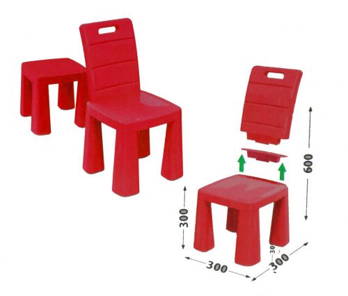 Пластиковый стульчик-табурет (красный) фото