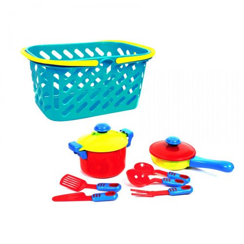 Посуд в кошику, 7 предметів, блакитна фото