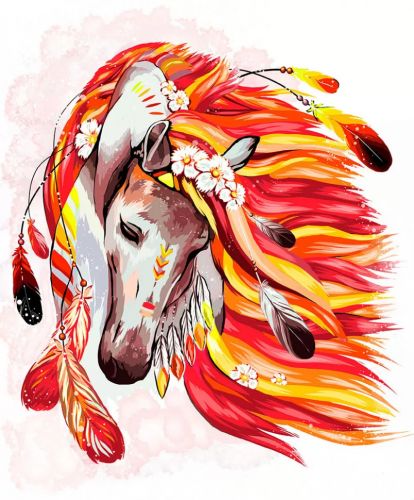 Картина по номерам "Огненная лошадь" укр фото