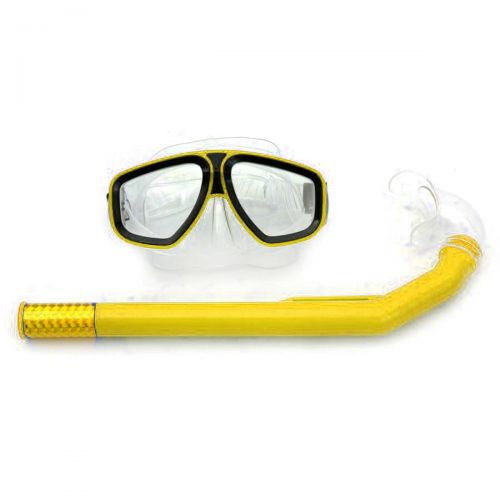Маска с трубкою для плавания, желтый фото