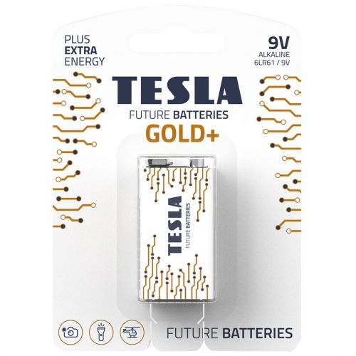 Первинні елементи та первинні батареї TESLA BATTERIES 9V GOLD+ ( 6LR61 / BLISTER FOIL 1 шт. ) фото