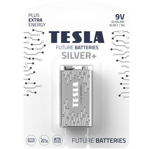 Первинні елементи та Первинні батареї TESLA BATTERIES 9V SILVER + (6LR61 / BLISTER FOIL 1 шт. ) фото