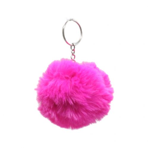Брелок "Хутряна кулька пухнастик", рожевий  мініатюра фото 1