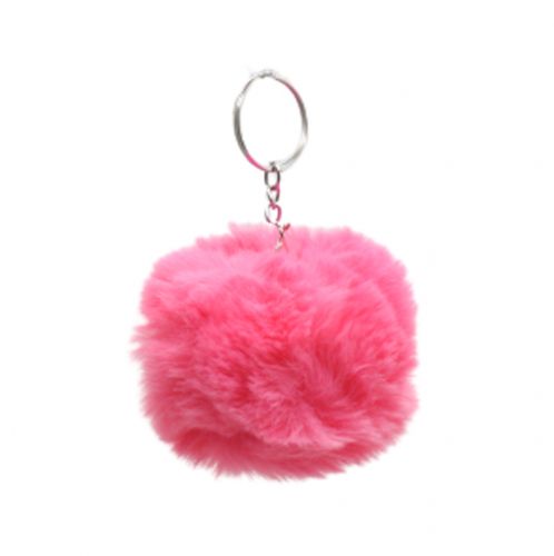 Брелок "Хутряна кулька пухнастик", кораловий  мініатюра фото 1