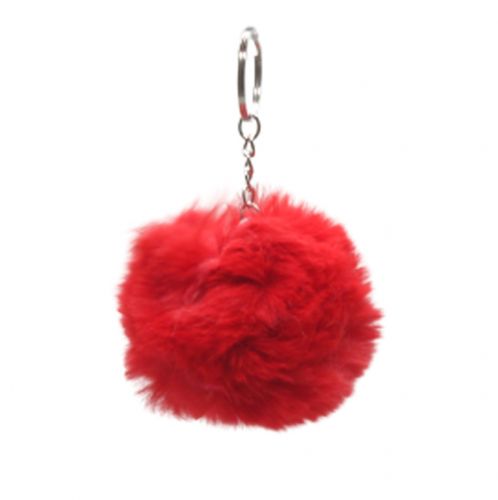 Брелок "Хутряна кулька пухнастик", червоний фото