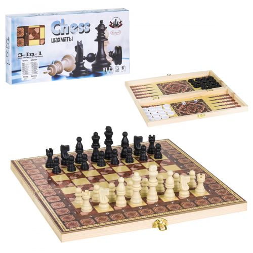 80725 [С36818] Шахматы 3в1 С 36818 (30) деревянная доска, в коробке [Коробка] фото