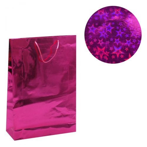 Подарочный пакет "Голографический", розовый фото