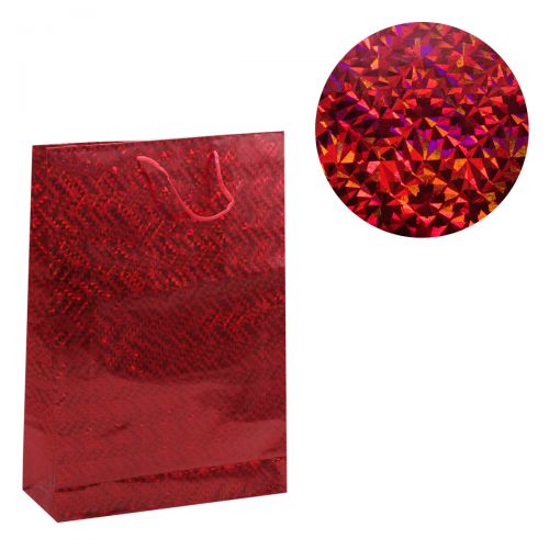 Подарочный пакет "Голографический", красный фото