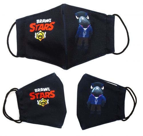 Многоразовая 4-х слойная защитная маска "BRAWL STARS Ворон" размер 3, 7-14 лет фото