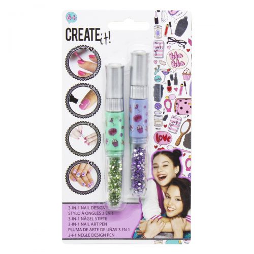 Набор ручек для дизайна ногтей "CREATE IT!" 3 в 1 (зеленый, сиреневый) фото